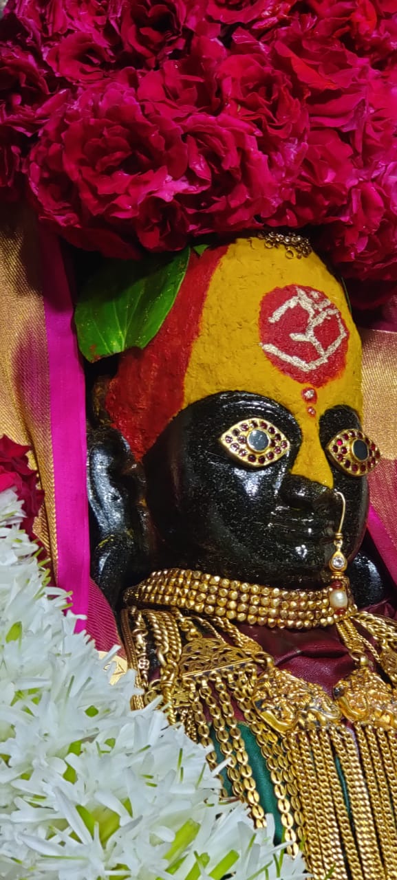 Maa Tulja Bhavani, Tuljapur — a close-up of the murti's face